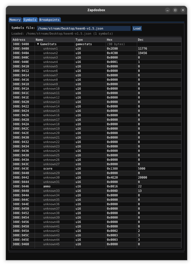 The blank gamestate struct in memory