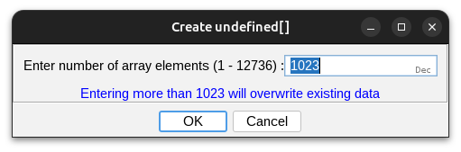 Ghidra suggests the amount of bytes in the array